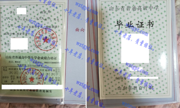 山东泗水县第二高级中学毕业证样本
