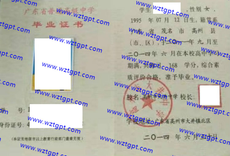 高州市大井中学<a href='http://wztgpt.com/' target='_blank'><u>高中毕业证样本</u></a>