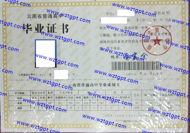 临沧市第一中学<a href='http://wztgpt.com/' target='_blank'><u>高中毕业证样本</u></a>