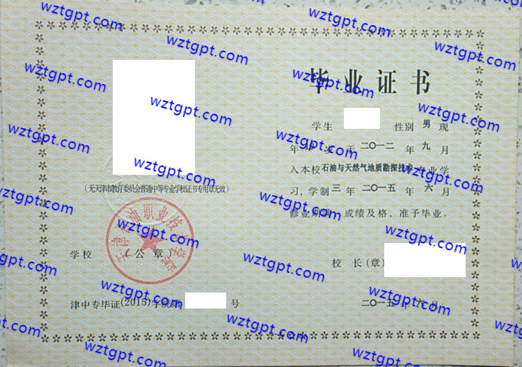 天津石油职业技术学院<a href='http://wztgpt.com/' target='_blank'><u>中专毕业证样本</u></a>