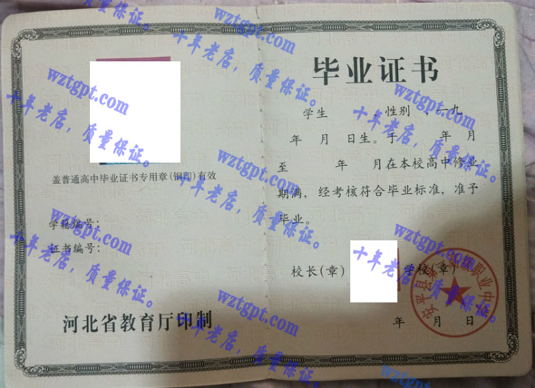 安平县第一高级职业中学毕业证样本