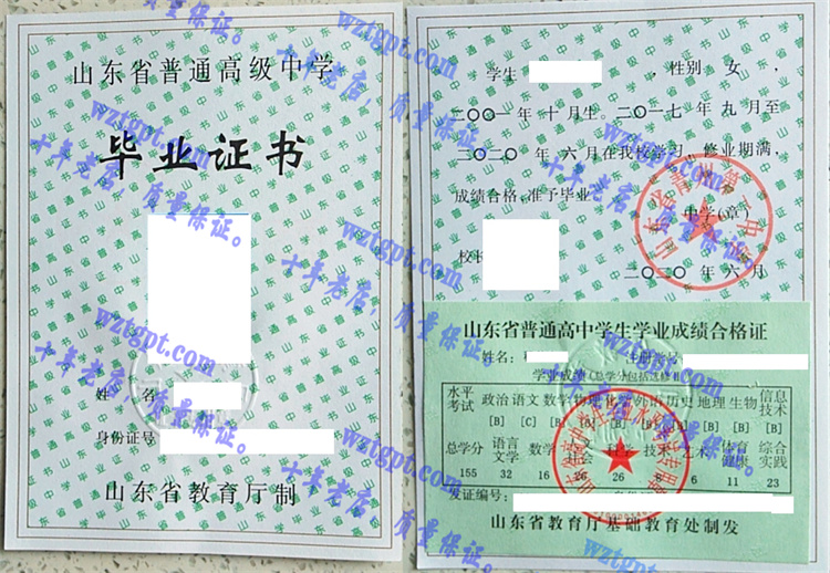 山东省青州第一中学毕业证样本