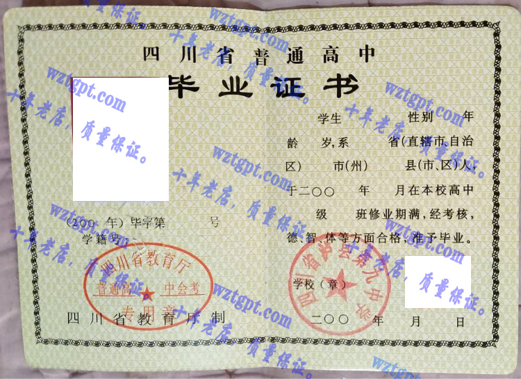 四川省泸县第九中学毕业证样本