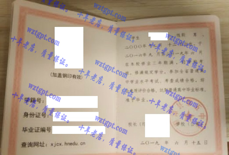 湘潭县第五中学毕业证样本