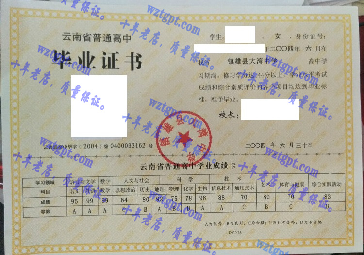 镇雄县大湾中学<a href='http://wztgpt.com/' target='_blank'><u>毕业证样本</u></a>