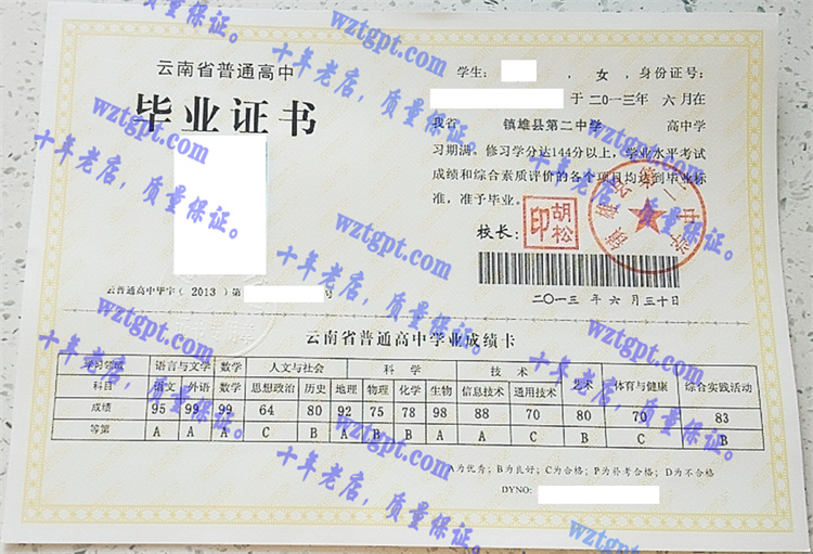 镇雄县第二中学<a href='http://wztgpt.com/' target='_blank'><u>毕业证样本</u></a>