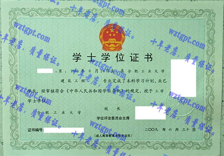 合肥工业<a href='http://wztgpt.com/' target='_blank'><u>大学毕业证样本</u></a>